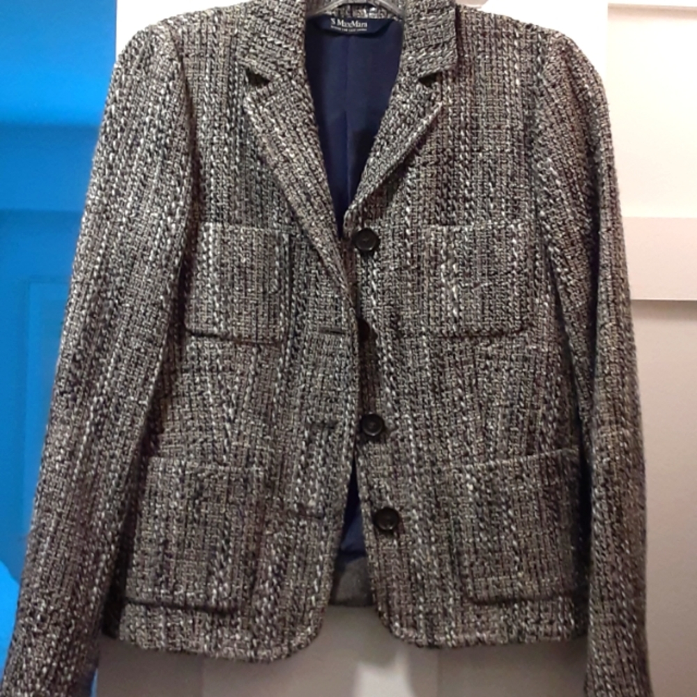 Gray tweed suit